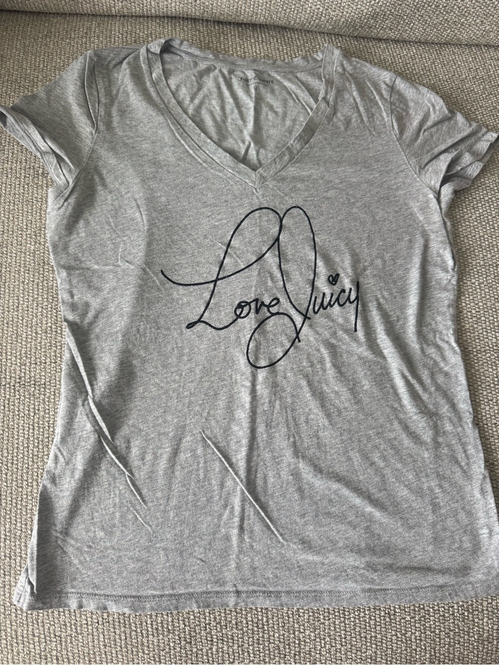 Juicy Couture Gray 'Love Juicy' V-Neck Graphic Tee